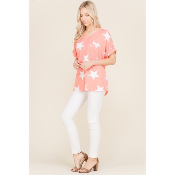 Star print orange top - Picture 2 of 6